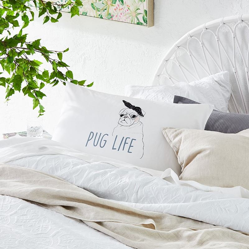 Pug Life Text Pillowcase