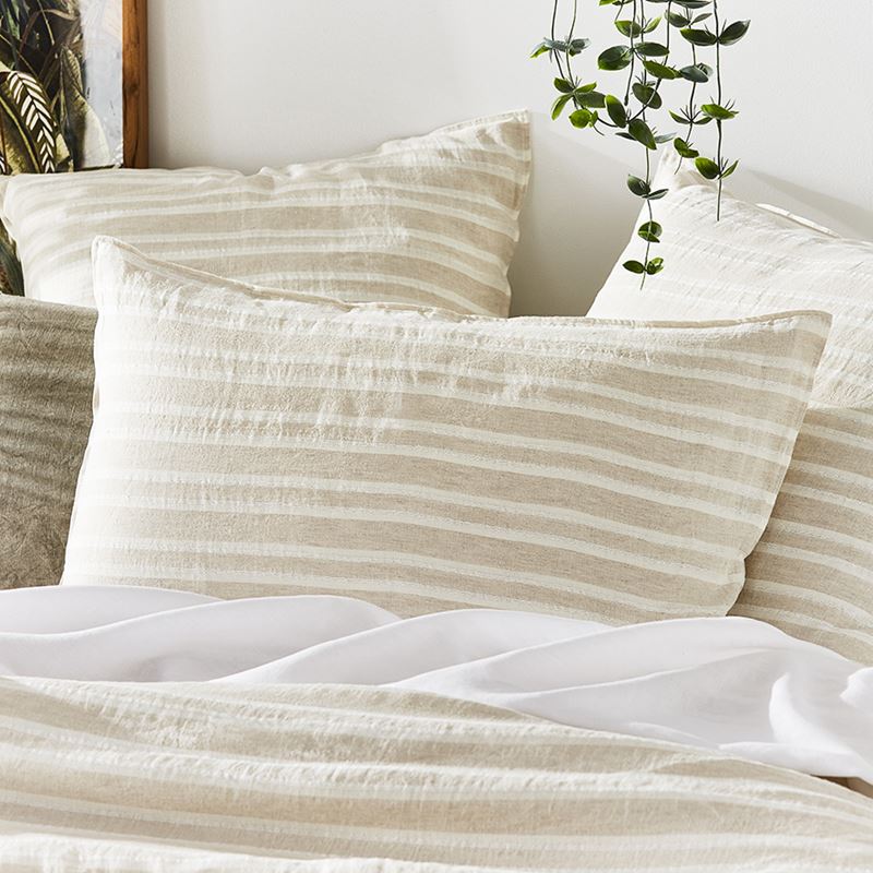 Hudson Linen & Cotton Natural Stripe Pillowcase