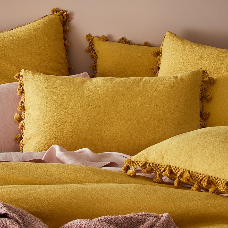 Home Republic Farrow Tassel Mustard Pillowcase Adairs
