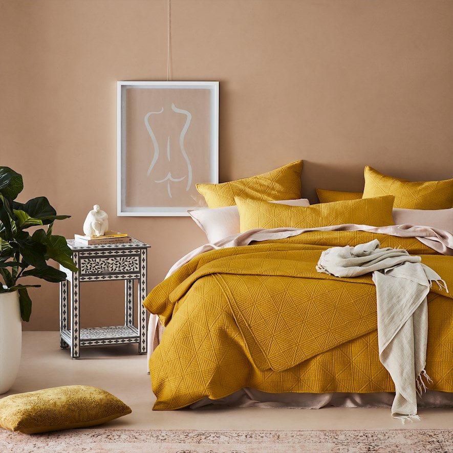 Prism Quilted Mustard Pillowcase Adairs