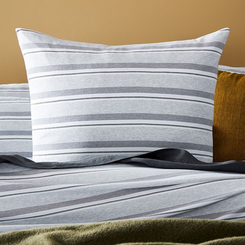 Bamboo Cotton Jersey Grey Stripe Pillowcase