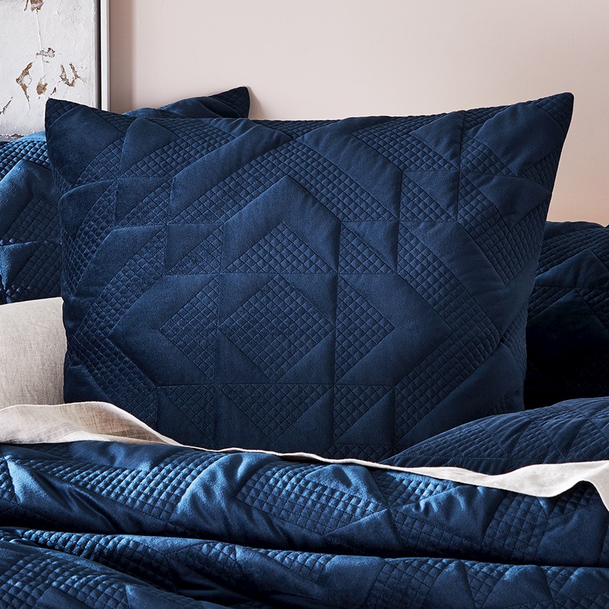 Gemini Quilted Navy Velvet Pillowcase Adairs
