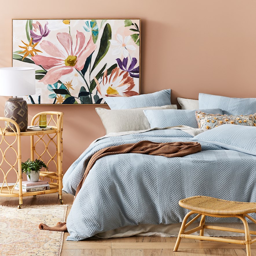 Chevron Matelasse Blue Pillowcase Adairs