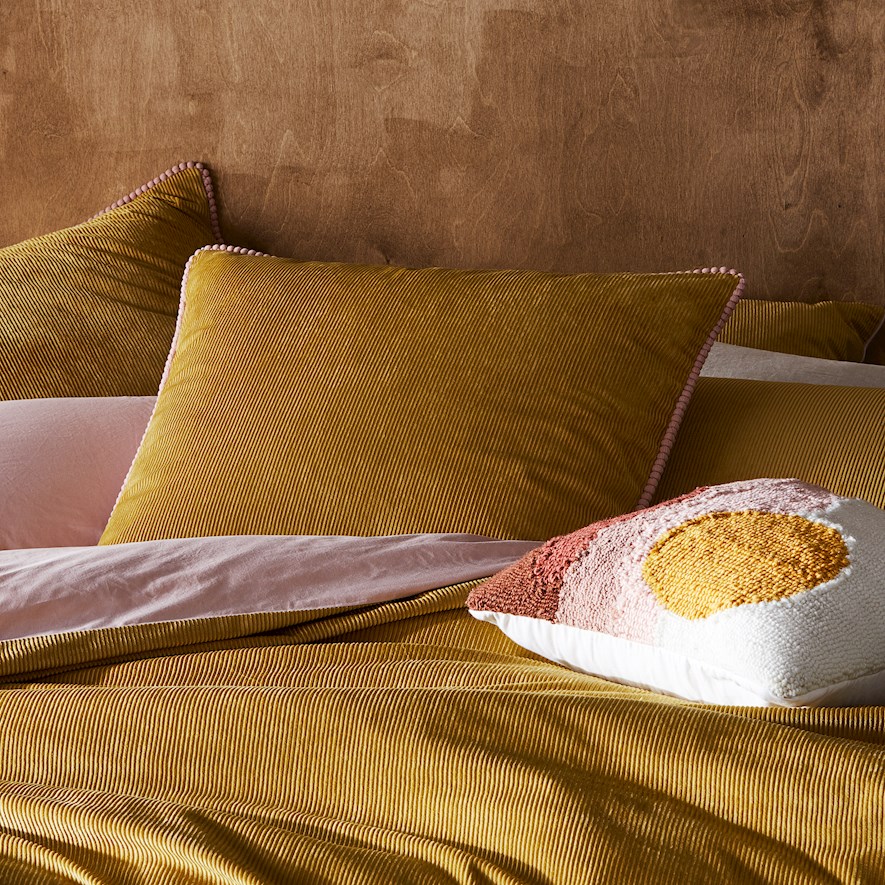 Piper Corduroy Mustard Pillowcase Adairs