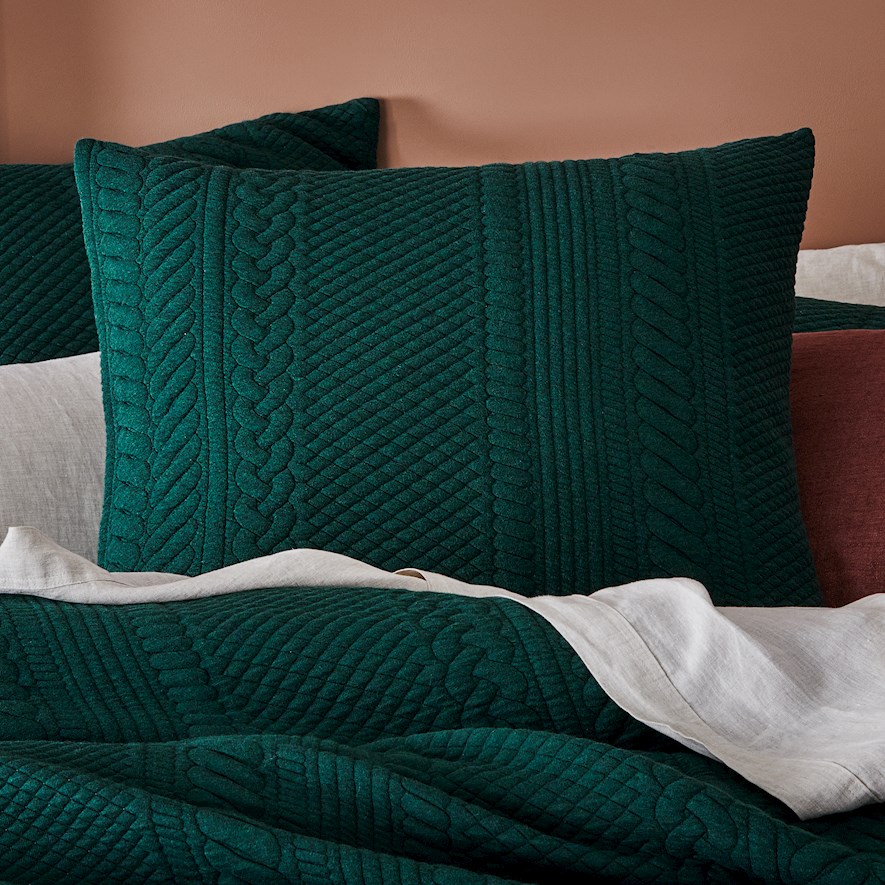Cable Jersey Bottle Green Pillowcase Adairs