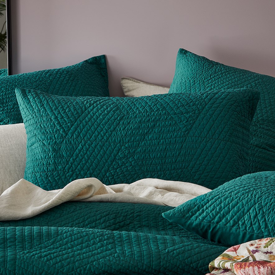 Kaito Quilted Bottle Green Pillowcase Adairs