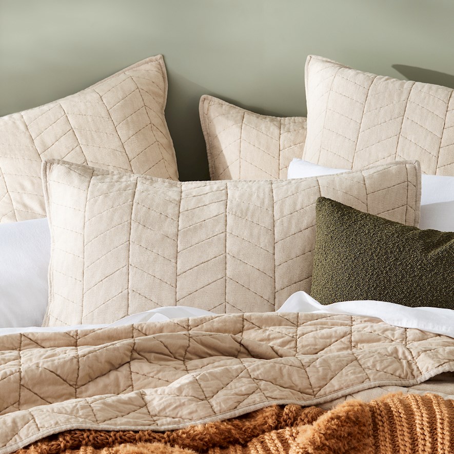 Emmie Quilted Natural Pillowcases Adairs