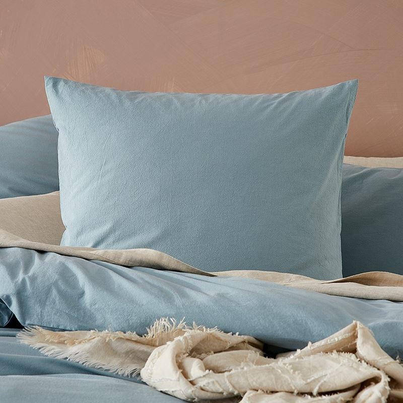 Stonewashed Cotton Blue Grey Pillowcases