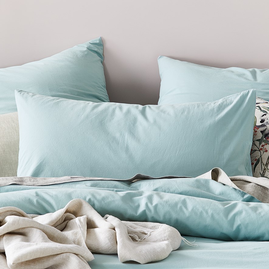 Stonewashed Cotton Ice Blue Pillowcase Adairs