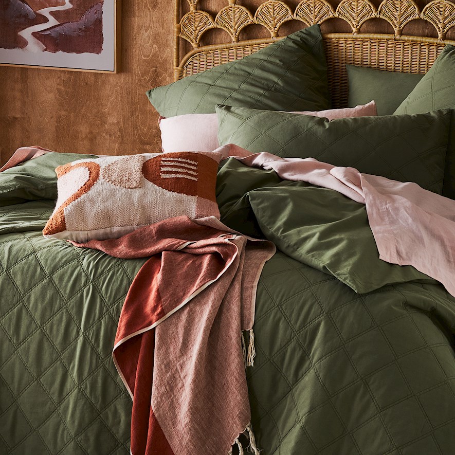 Stonewashed Cotton Bay Leaf Pillowcase Adairs