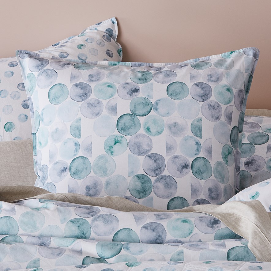 Stonewashed Cotton Printed Watercolour Spot Pillowcase Adairs