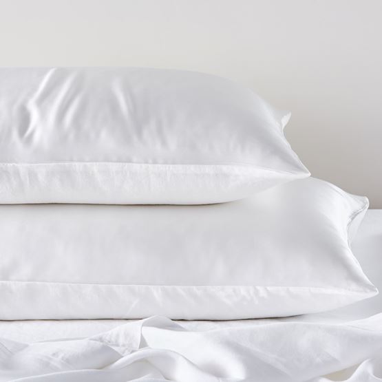 Vintage Washed Linen Silk White Pillowcase Pair
