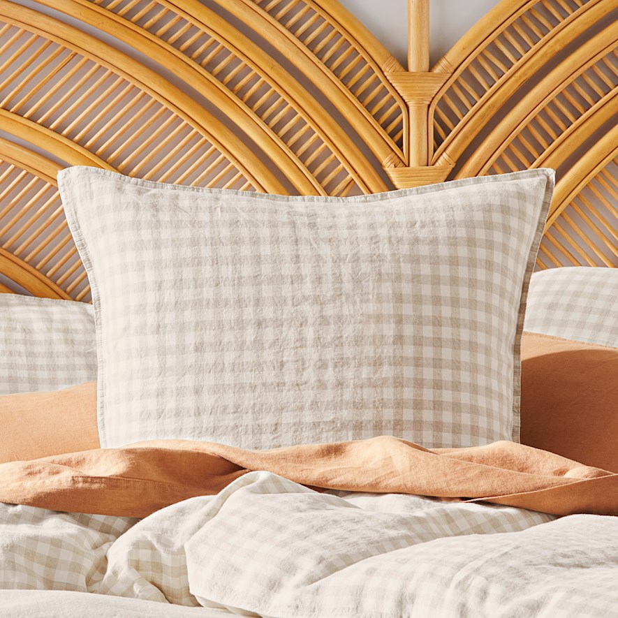 Vintage Washed Linen Check Pillowcase Adairs