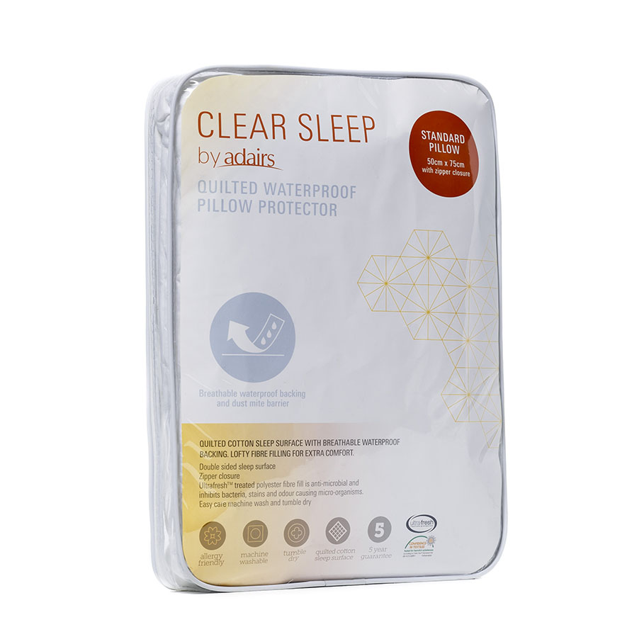 Clear Sleep Quilted Waterproof Pillow Protector Adairs