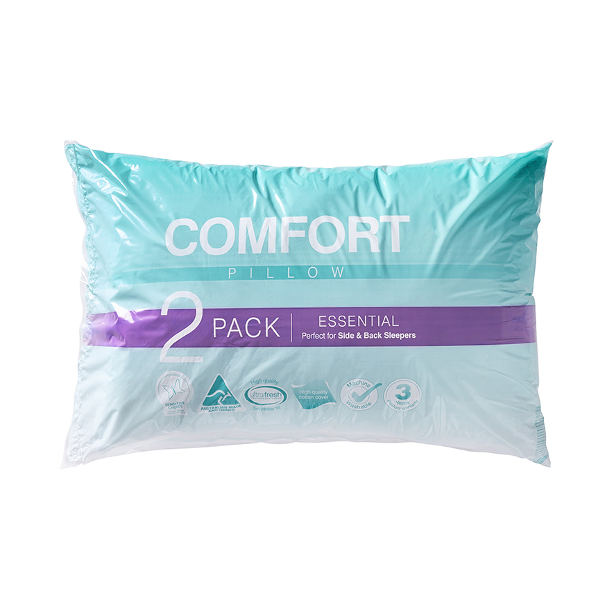 Adairs Comfort Comfort Essential Pack of 2 Standard Pillow Adairs