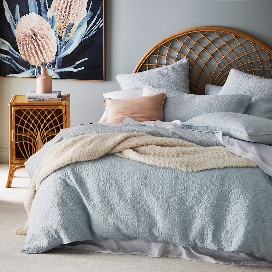 Chloe Silver Blue Quilted Quilt Cover Separates Adairs