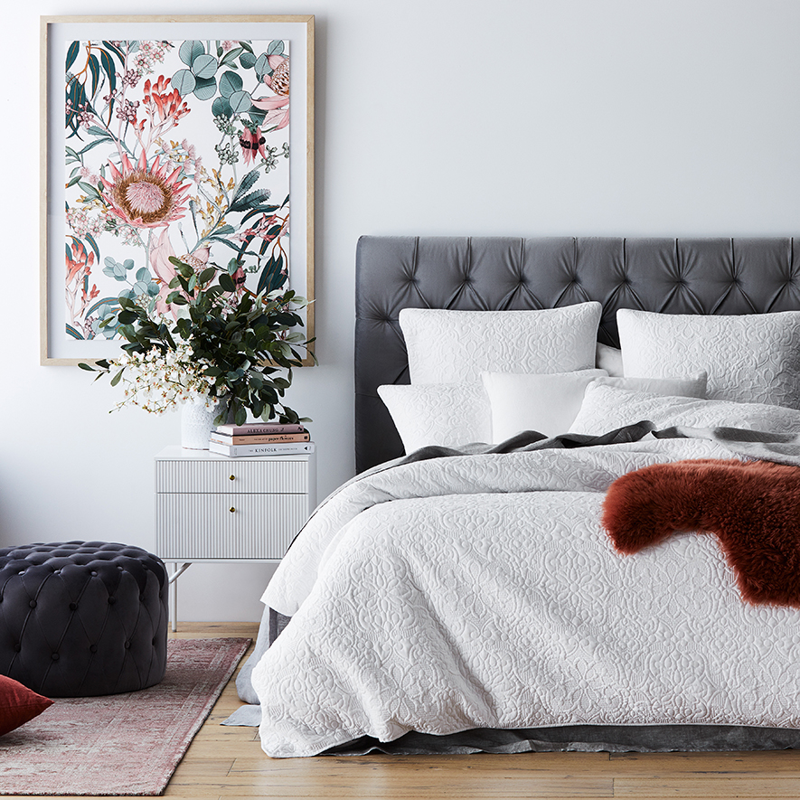 Chloe Quilted White Quilt Cover Bedroom Adairs