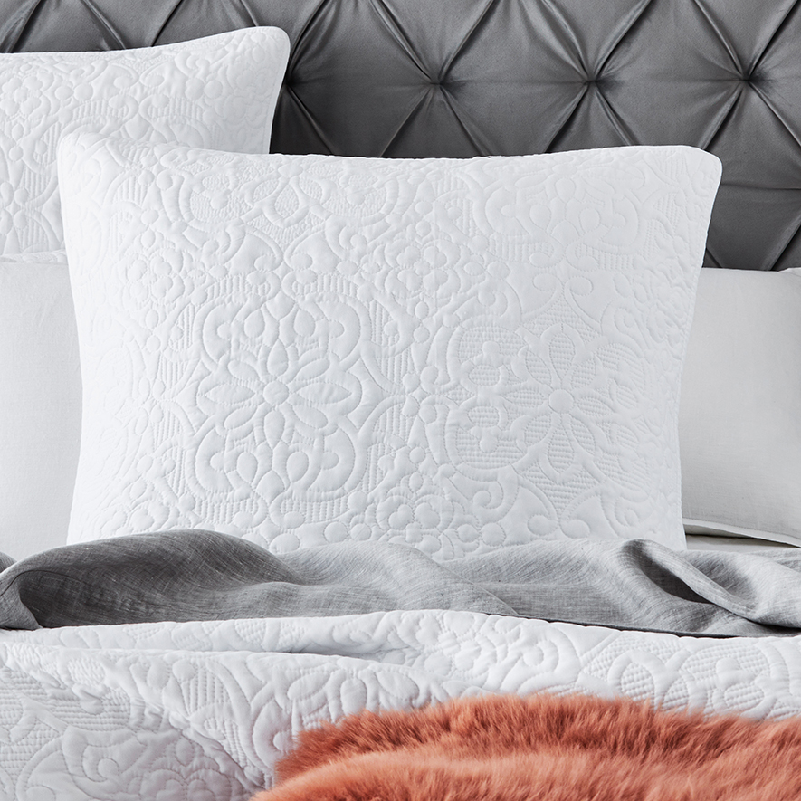 Chloe Quilted White Quilt Cover Bedroom Adairs