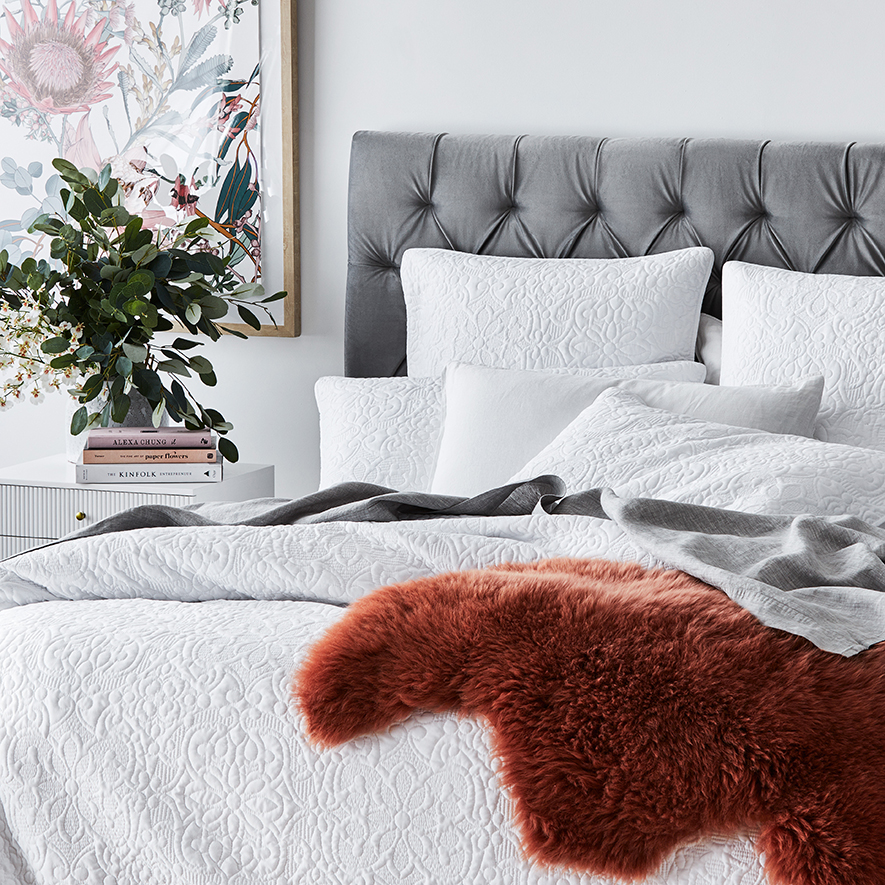 Chloe Quilted White Quilt Cover Bedroom Adairs