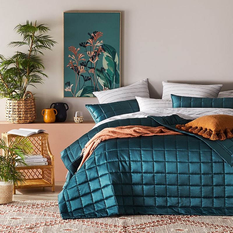 Alma Deep Teal Quilted Coverlet Separates