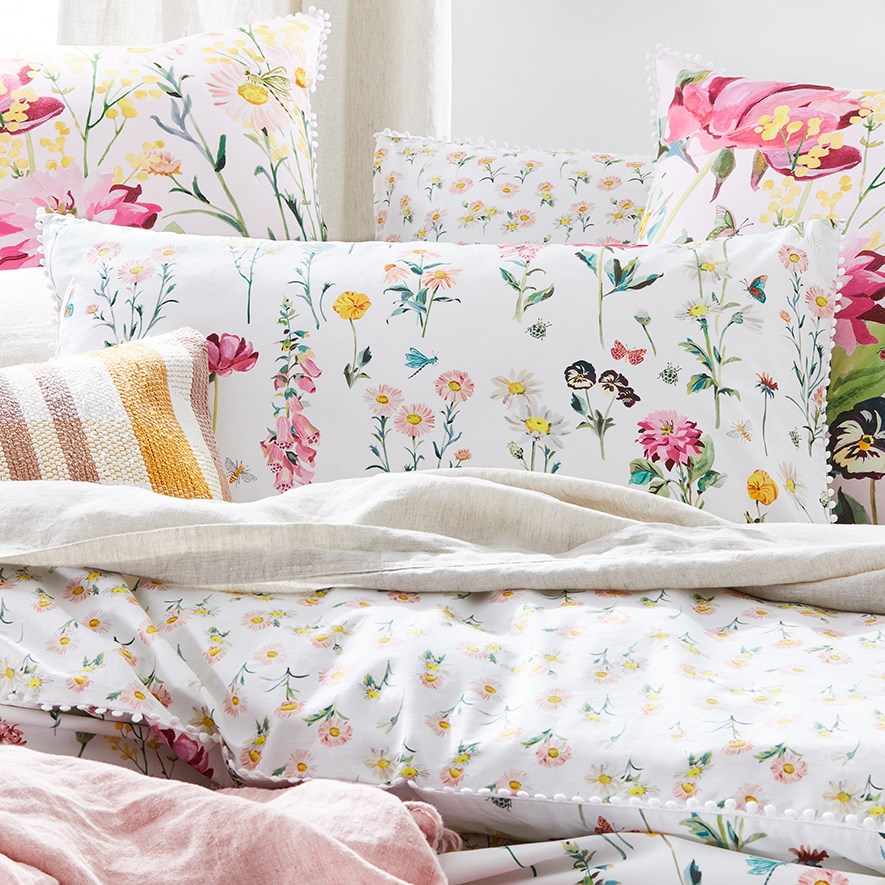 Jardin White Quilt Cover Set + Pillowcases Adairs