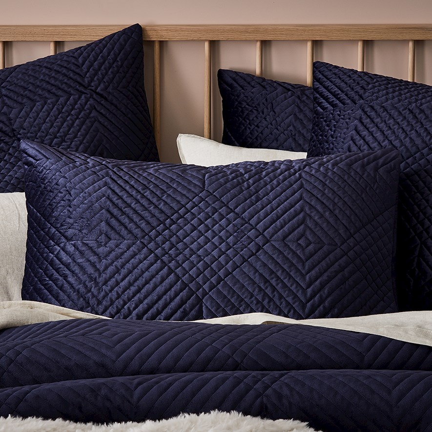 Ellery Velvet Navy Quilted Quilt Cover Separates Adairs