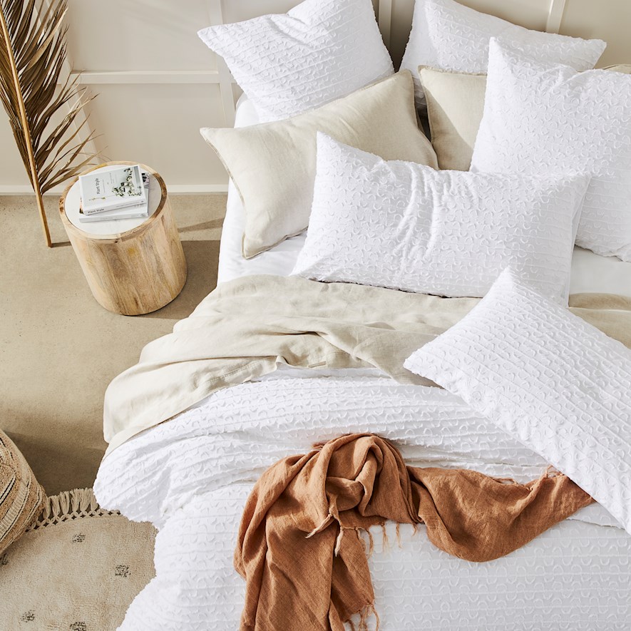 Miley Jacquard White Quilt Cover Set + Separates Adairs