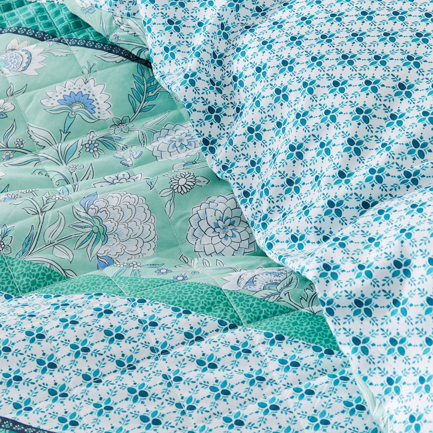 Clara Turquoise Quilted Quilt Cover Separates Adairs