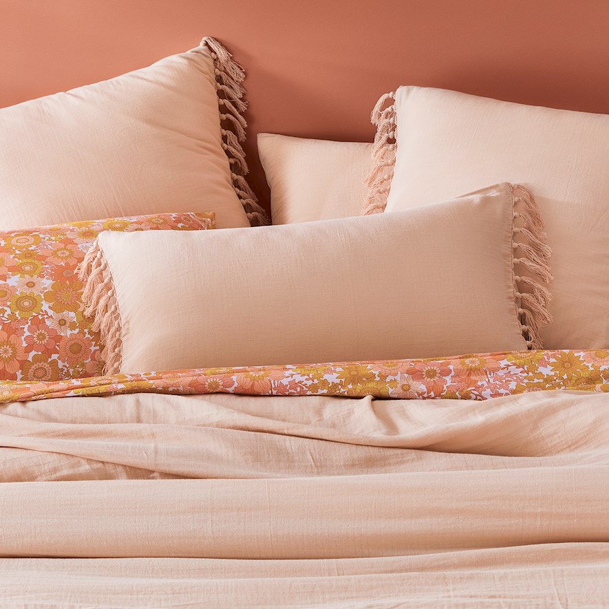 Erin Tassel Dusty Pink Quilt Cover Set + Separates Adairs