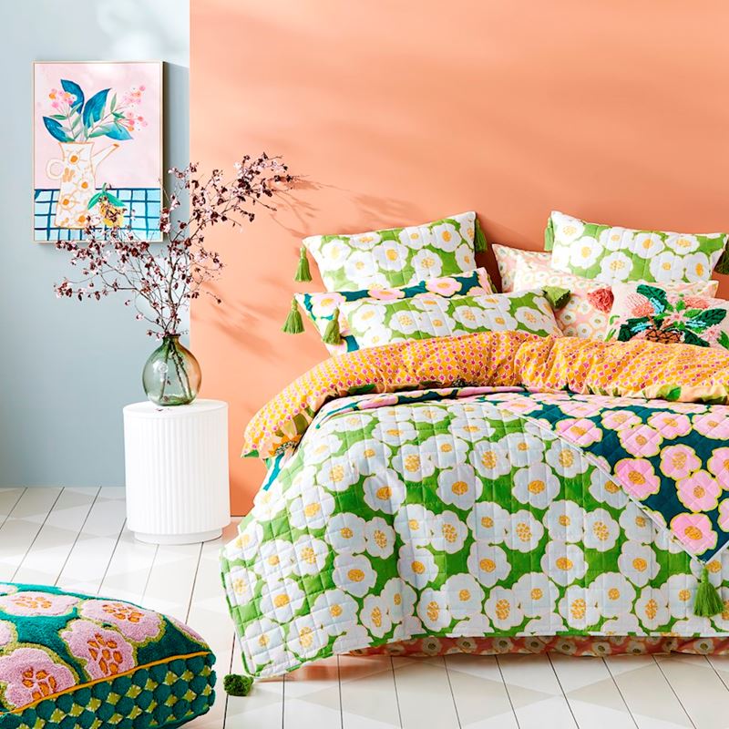 Togetherness Fiore Green Quilted Coverlet Separates