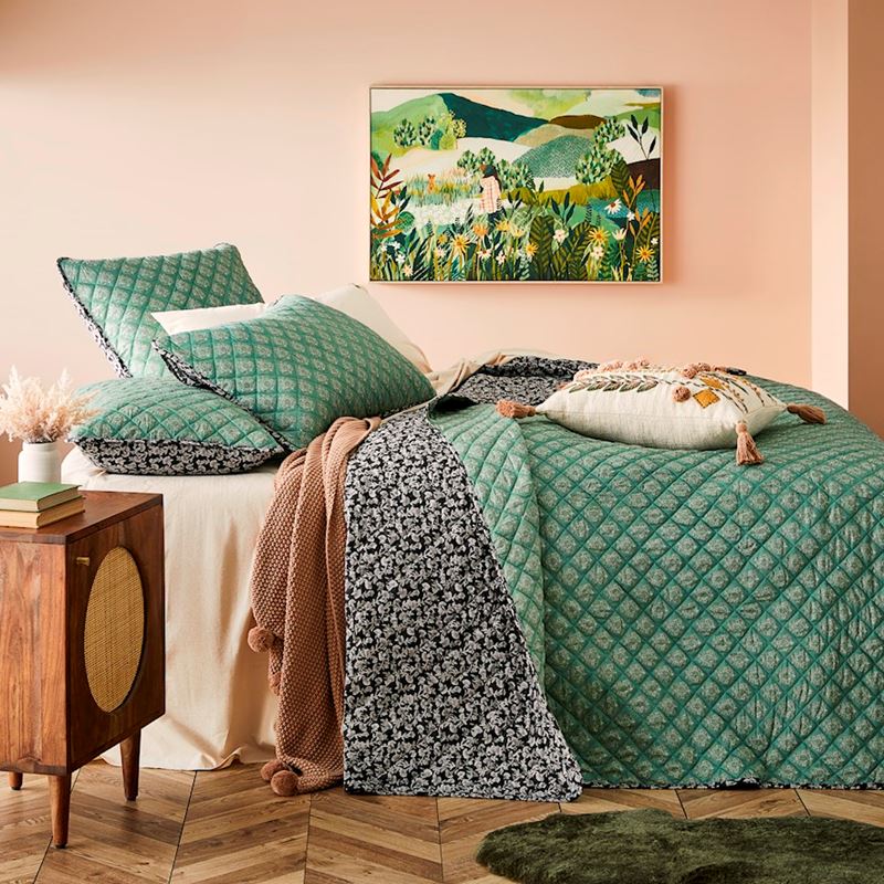 Ravi Green Quilted Coverlet Separates