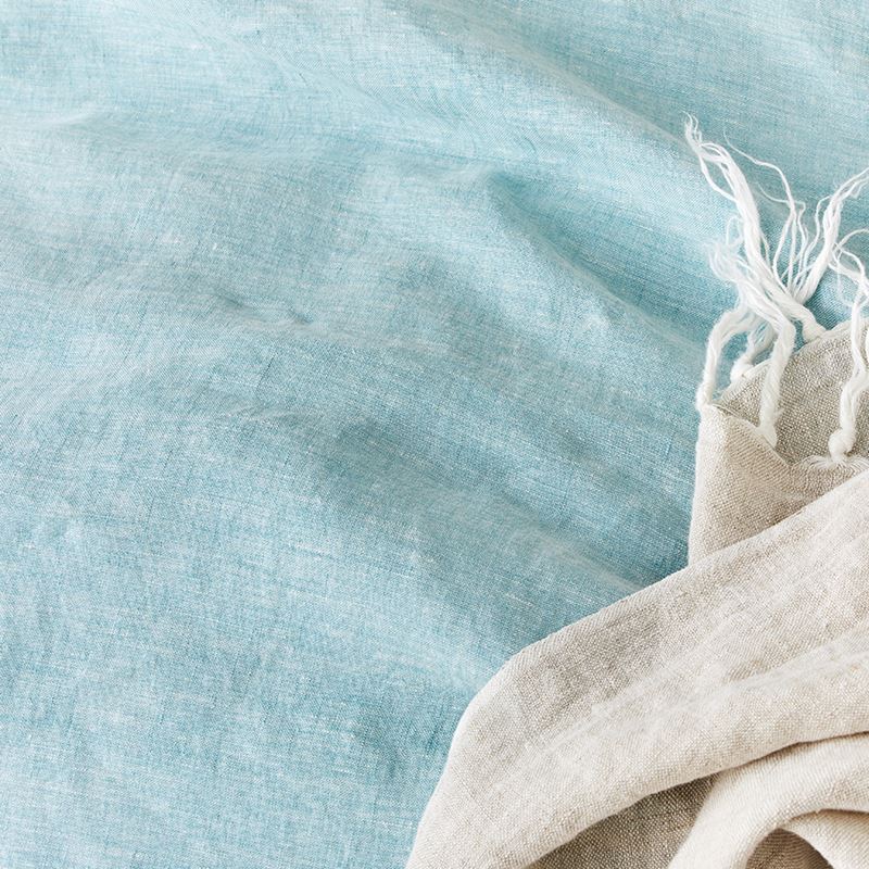 Vintage Washed Linen Quilt Cover Caribbean Blue