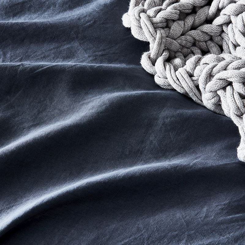 Vintage Washed Linen Steel Blue Quilt Cover Separates