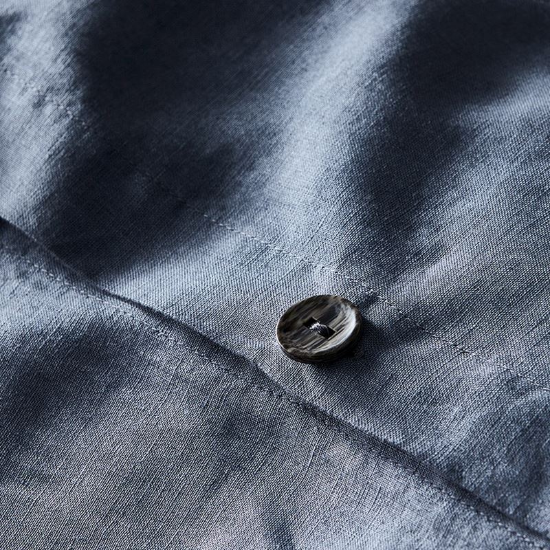 Vintage Washed Linen Steel Blue Quilt Cover Separates