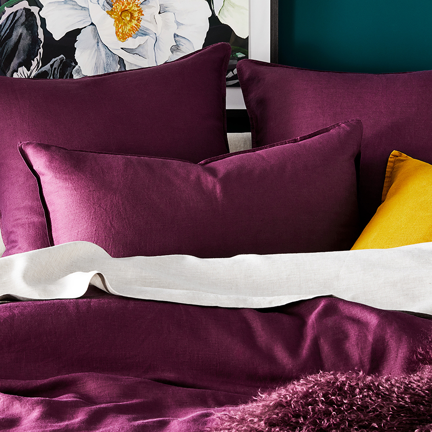 Vintage Washed Linen Wine Quilt Cover Separates Adairs