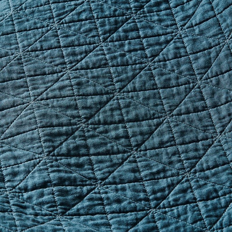 Vintage Washed Linen Deep Teal Quilted Coverlet Separates