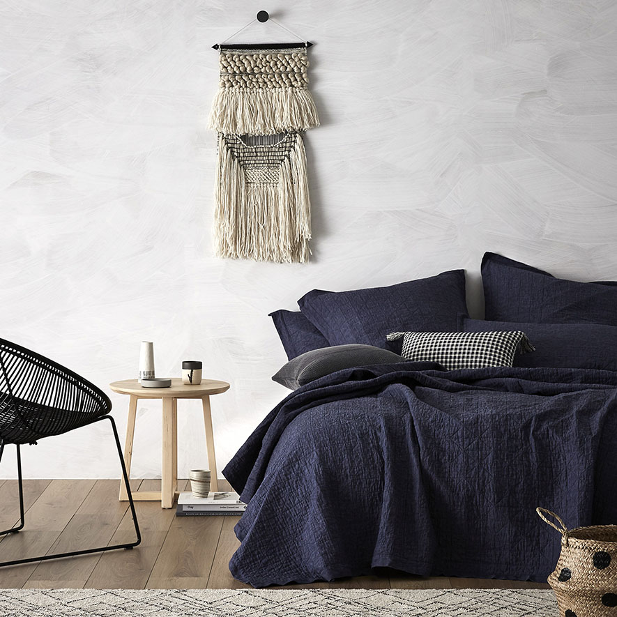 Home Republic Vintage Washed Linen Denim Coverlet Adairs