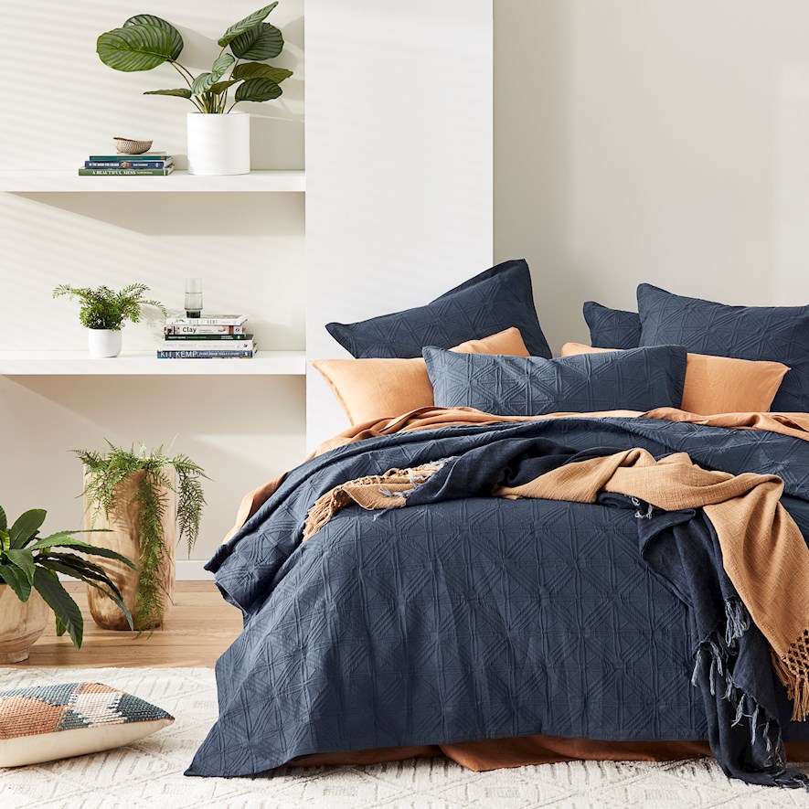 Villa Bedlinen Navy Coverlet Separates Adairs
