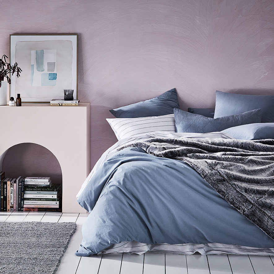 Stonewashed Cotton Dusty Blue Quilt Cover Separates Adairs