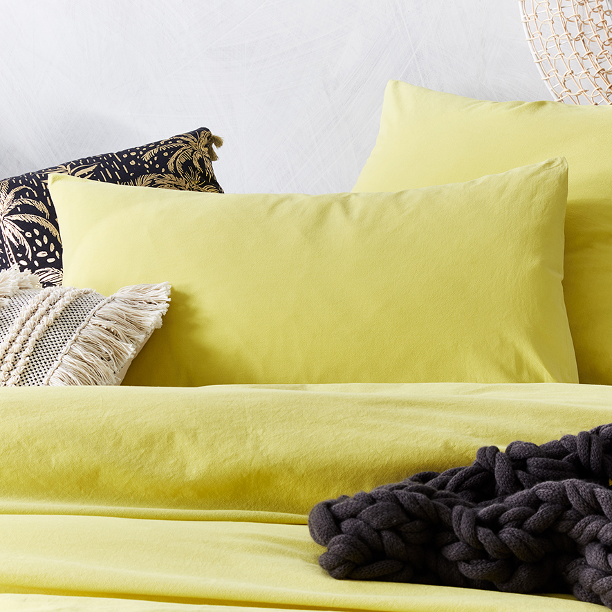 Home Republic Stonewashed Cotton Quilt Cover Lemon Adairs