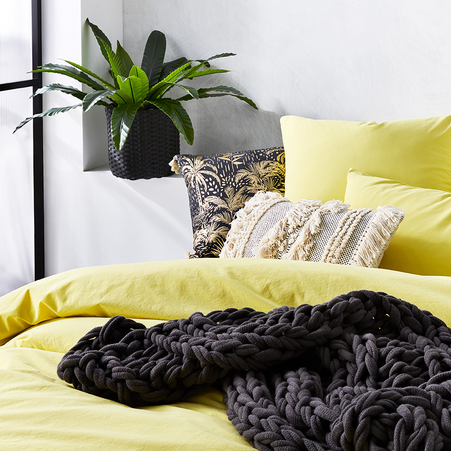 Home Republic Stonewashed Cotton Quilt Cover Lemon Adairs