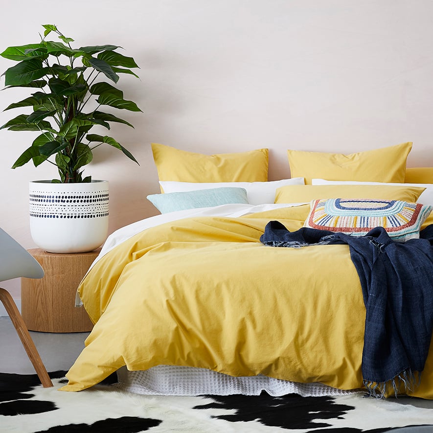 Home Republic Stonewashed Cotton Mustard Quilt Cover Adairs