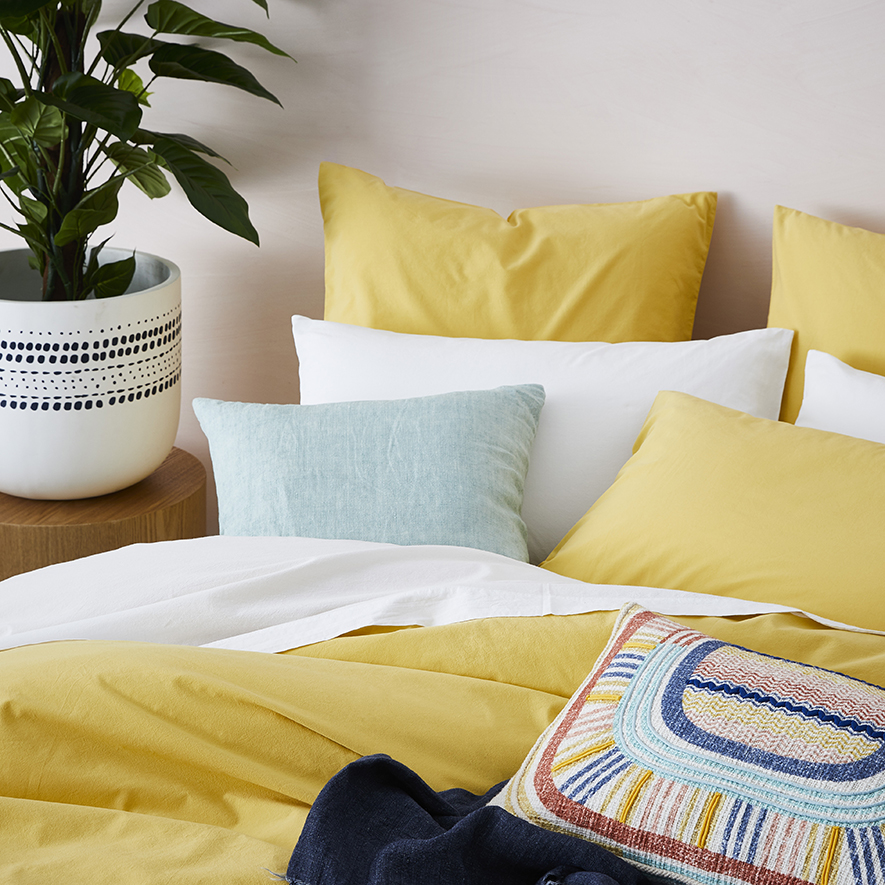 Home Republic Stonewashed Cotton Mustard Quilt Cover Adairs