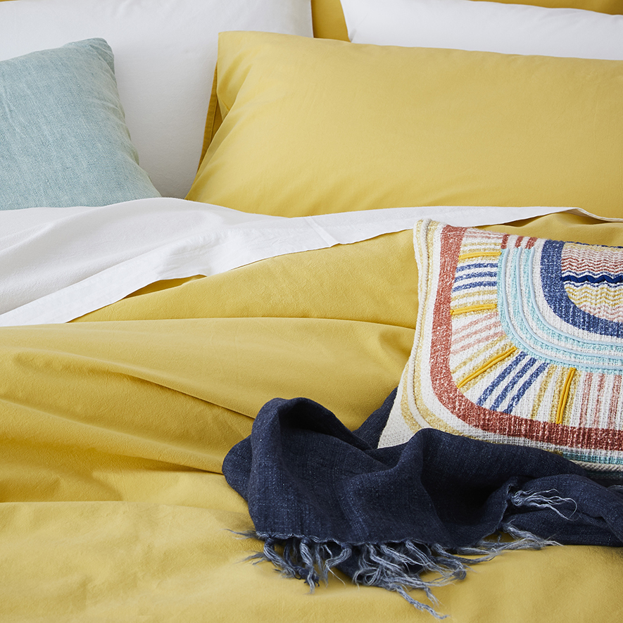 Home Republic Stonewashed Cotton Mustard Quilt Cover Adairs