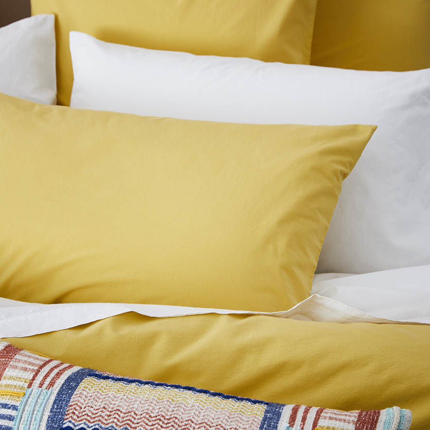 Home Republic Stonewashed Cotton Mustard Quilt Cover Adairs