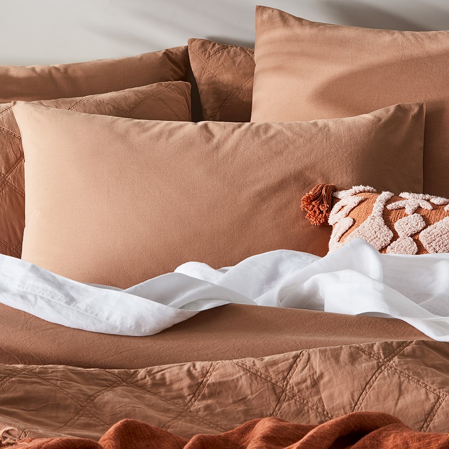 Stonewashed Cotton Earth Quilt Cover Separates | Adairs