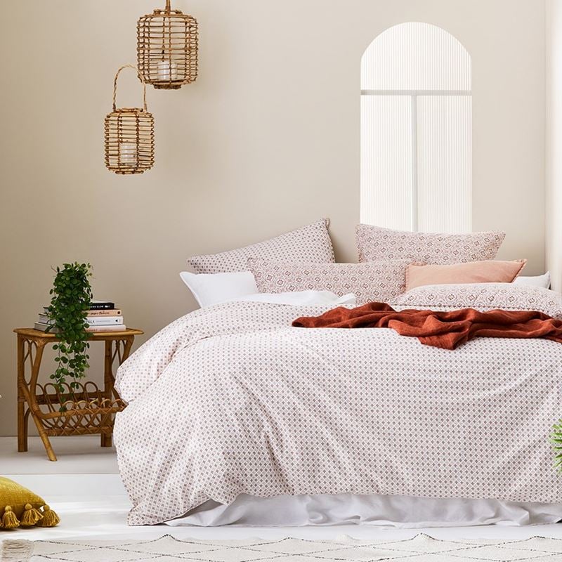 Stonewashed Cotton Printed Clay Tile Quilt Cover Separates