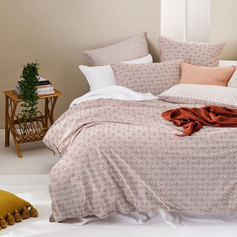 Stonewashed Cotton Printed Clay Tile Quilt Cover Separates