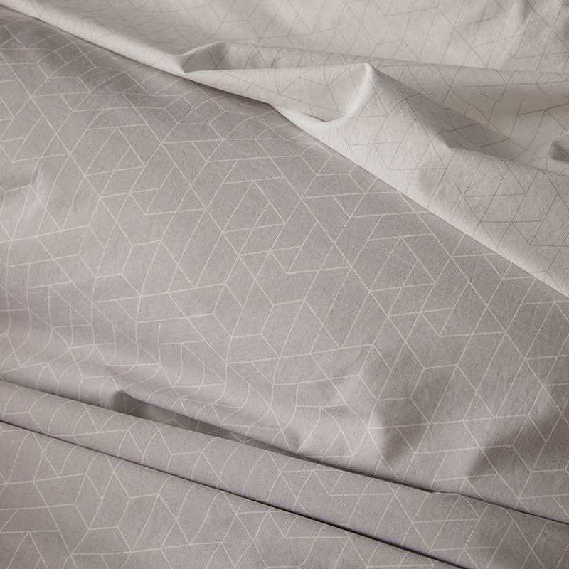 Stonewashed Printed Cotton Grey Hex Quilt Cover Separates