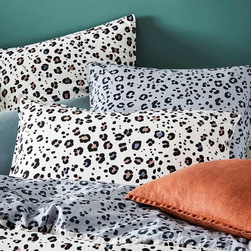 Stonewashed Cotton Printed Grey Leopard Quilt Cover Separates